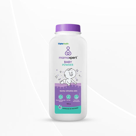 Cipla Mamaxpert Baby Powder | No Talc | Dermatologically Tested | 150g