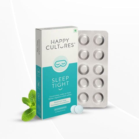 VELBIOM Happy Cultures Sleep Tight Melatonin 5Mg with Probiotics - 30 Chewmints