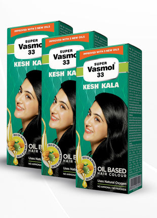 Vasmol Kesh Kala Oil Based Hair Colour Black, 100 ml Pack of 3