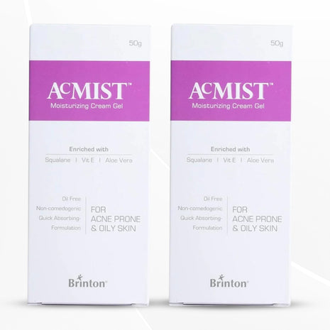 Brinton AcMist Moisturizing Cream Gel for Acne Prone and Oily Skin, Skin Cream, 50 g Pack of 2