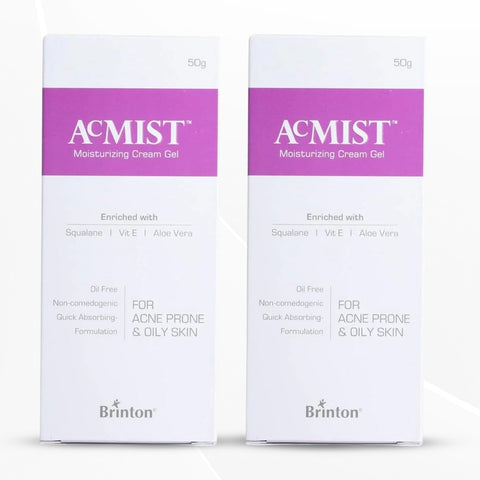 Brinton AcMist Moisturizing Cream Gel for Acne Prone and Oily Skin, Skin Cream, 50 g x Pack of 2