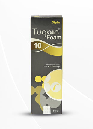 Tugain 10 % Foam Bottle Minoxidil IP 10.0% w/w. Absolute Alcohol 50.63% v/w 60 g