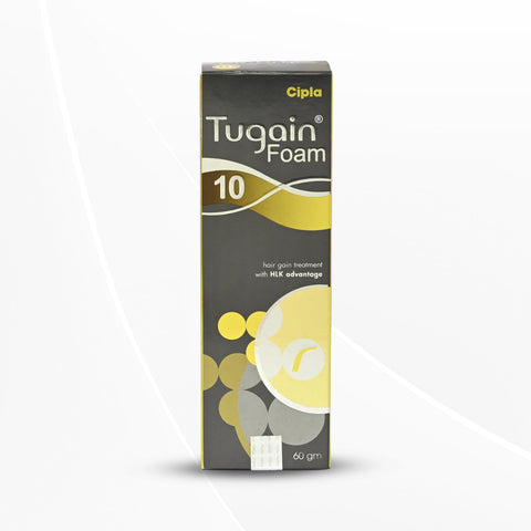 Tugain 10 % Foam Bottle Minoxidil IP 10.0% w/w. Absolute Alcohol 50.63% v/w 60 g