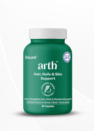 Arth Hair, Nails & Skin Support | Biotin Tablets for Hair Growth 60 Veg Capsules
