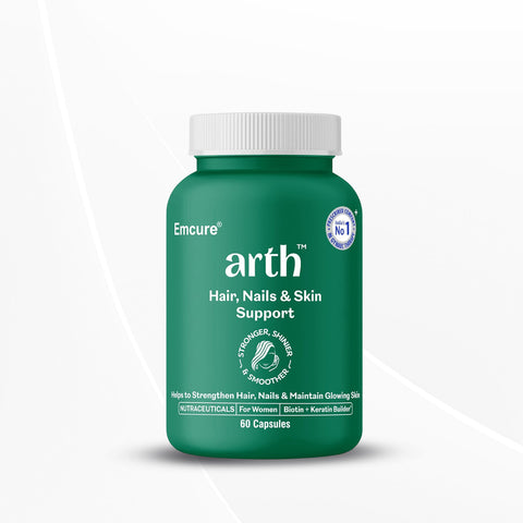 Arth Hair, Nails & Skin Support | Biotin Tablets for Hair Growth 60 Veg Capsules