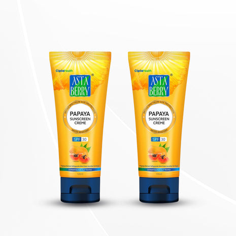 ASTABERRY Papaya Sunscreen Creme Spf 50 For All Skins - 100ml Pack Of 2