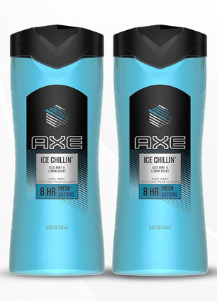 Axe Body Wash Ice Chillin' - Iced Mint & Lemon Scent - 473 ml Pack of 2