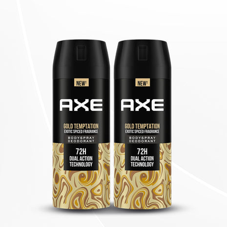 Axe Gold Temptation Long Lasting Deodorant Bodyspray For Men 150 ml, Pack of 2