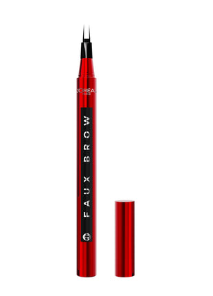 L'Oreal Paris Faux Brow, Hair-Like, Filling Eyebrow Pen with Double-Brush Tip, Fast & Precise Eyebrow Makeup, Soft Black, 0.04 Fl Oz