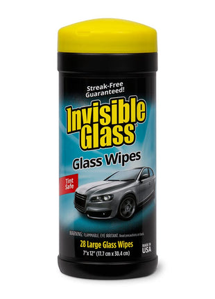 Invisible Glass 90166 Large Glass Cleaning Wipes for Streak-Free Windows, Mirrors, and Glass, Lint-Free, Ammonia-Free, Tint-Safe, for Home and Auto, Canister, 28 Wipes, Pack of 1