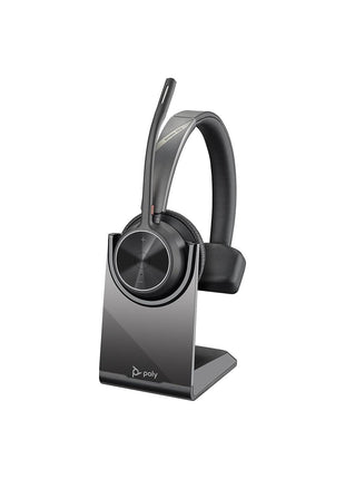 Poly - Voyager 4310 UC Wireless Headset + Charge Stand (Plantronics) - Single-Ear Headset w/Mic - Connect to PC/Mac via USB-C Bluetooth Adapter, Cell Phone via Bluetooth -Works with Teams, Zoom &More