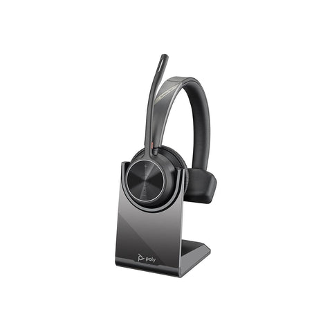 Poly - Voyager 4310 UC Wireless Headset + Charge Stand (Plantronics) - Single-Ear Headset w/Mic - Connect to PC/Mac via USB-C Bluetooth Adapter, Cell Phone via Bluetooth -Works with Teams, Zoom &More