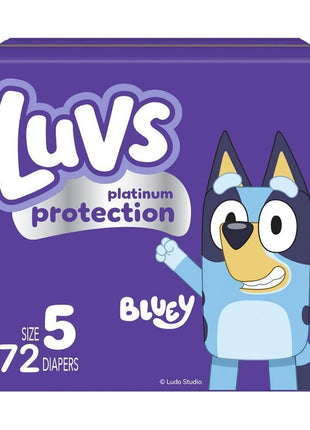 Luvs Size 5 Baby Diapers, Platinum Protection Bluey Diapers for Day & Night,Size 5 (27+ lb), 172 Count