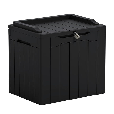 Greesum 31 Gallon Resin Deck Box Large Outdoor Storage for Patio Furniture, Garden Tools, Pool Supplies, Weatherproof and UV Resistant, Lockable, Dark Black