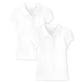 The Children's Place girls Short Sleeve Ruffle Pique Polo Shirt, White 2 Pack, Small US