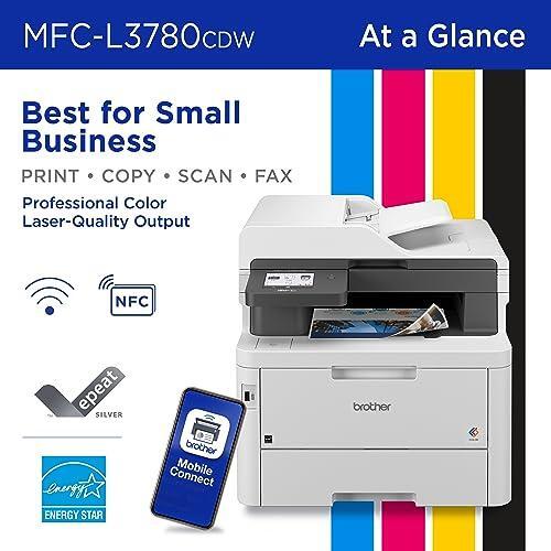 Brother MFC-L3780CDW Wireless Digital Color All-in-One Printer with Laser Quality Output, Single Pass Duplex Copy & Scan | Includes 2 Month Refresh Subscription Trial, Works with Alexa