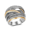 2 Tone Intertwined Crossover Statement Ring Fashion Chunky Band Rings Intertwined Crossover Rings Gold Silver Statement Rings Jewelry Gifts Jewelry-Making-Patterns 6