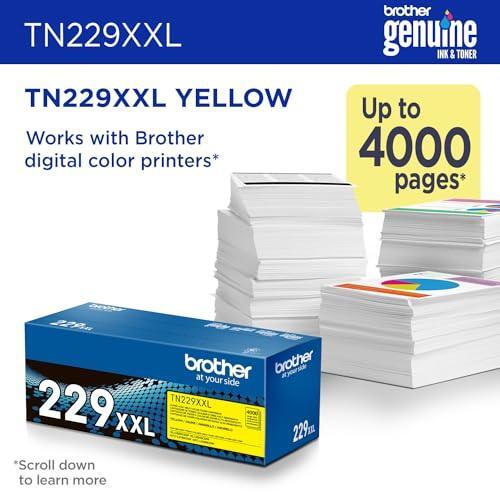 Brother Genuine TN229XXLY Yellow Super High Yield Printer Toner Cartridge - Print up to 4,000 Pages (1), Compatible with HL-L3295CDW, HL-L8245CDW, MFC-L3780CDW, and MFC-L8395CDW Printers