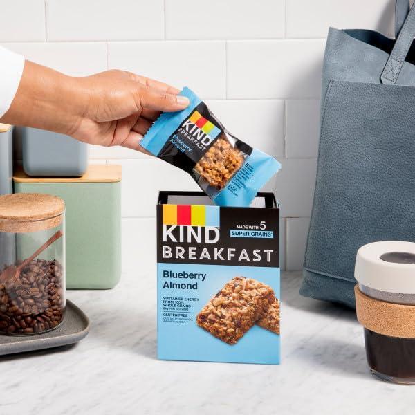 KIND Breakfast Bars, Blueberry Almond, Healthy Snacks, Gluten Free, 100% Whole Grains, 3g Protein, 6 Count