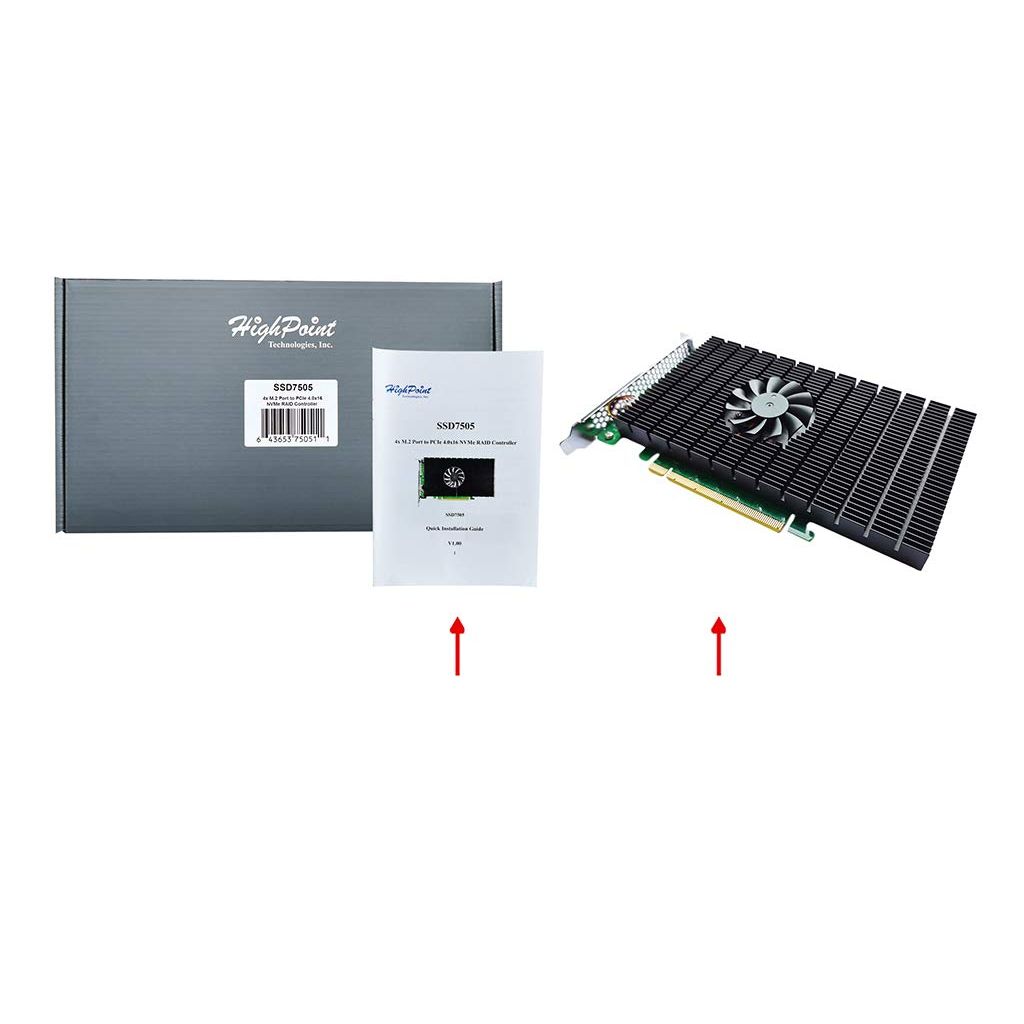 HighPoint SSD7505 PCIe 4.0 x16 4-Channel M.2 NVMe RAID Controller