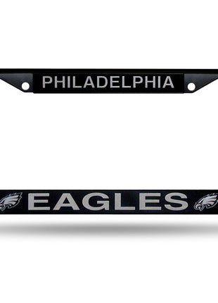 Rico Industries NFL Football Primary Black Chrome Frame with Plastic Inserts 12 inch x 6 inch Car/Truck Auto Accessory