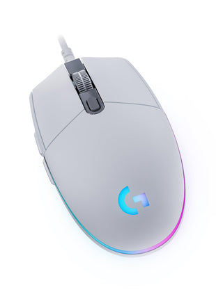 Logitech G203 Wired Gaming Mouse, 8,000 DPI, Rainbow Optical Effect LIGHTSYNC RGB, 6 Programmable Buttons, On-Board Memory, Screen Mapping, PC/Mac Computer and Laptop Compatible - White