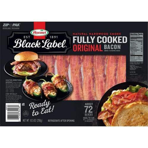 HORMEL BLACK LABEL Fully Cooked Bacon - Thick Bacon Snacks for Breakfast, 10.5 Ounce (Pack of 1)