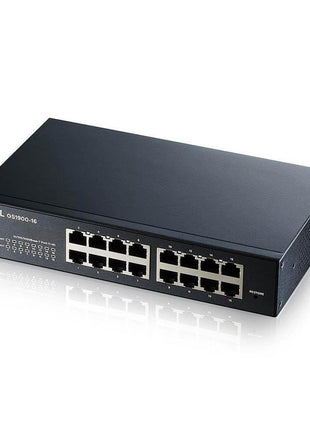 Zyxel 16 Port Ethernet Switch | Smart Managed Gigabit Network Switch | 16x GbE RJ-45 Ports | 32 Gbps Switching Capacity | Wall or Rack Mount, Mounting Kits Included | Fanless | GS1900-16
