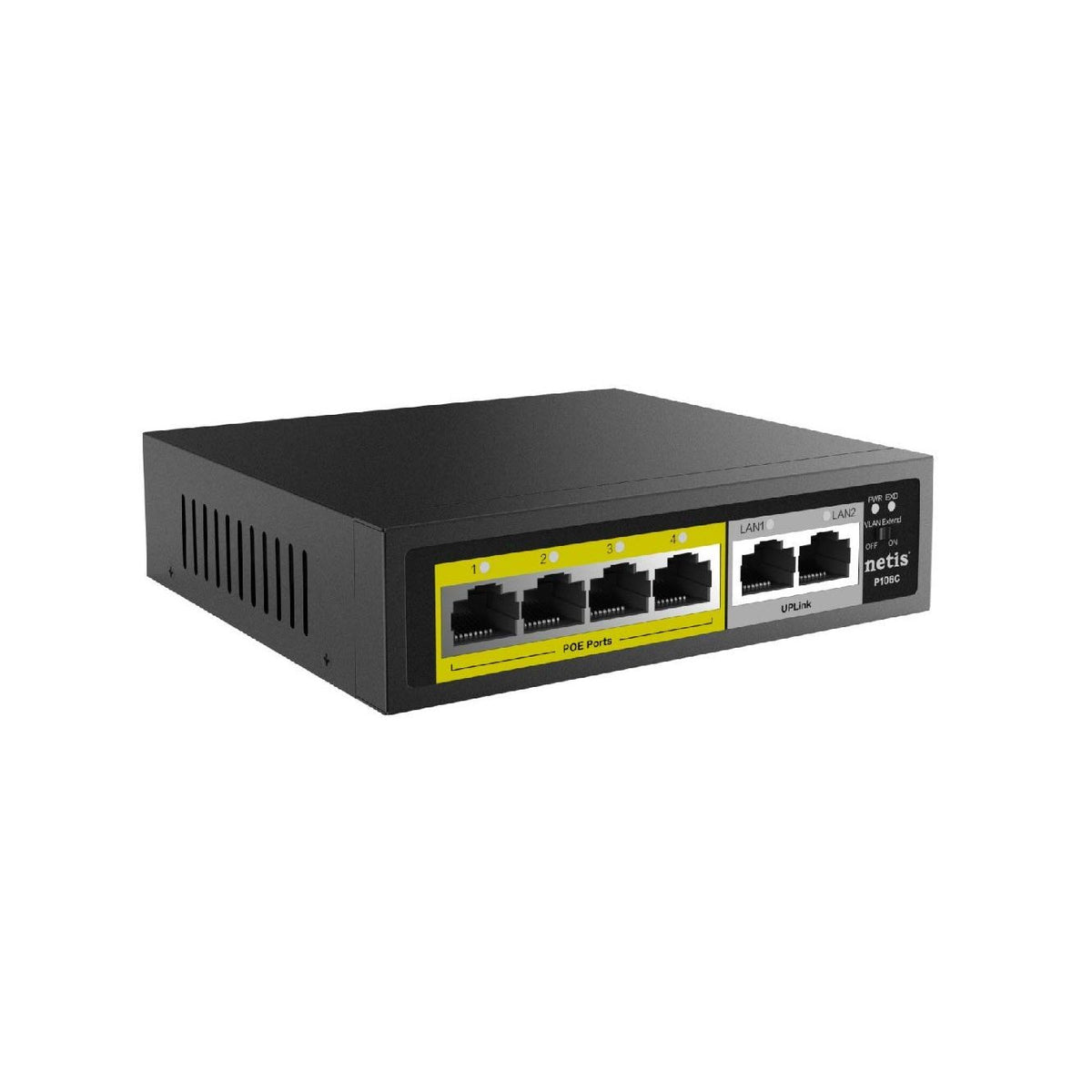 Netis P106C 4 POE+2 Uplink 100M Standard Fast Ethernet POE/POE+ Switch with Plug and Play | IEEE 802.3at/af Compliant Powered Devices (PDs) with Auto MDI/MDIX Function | POE Budget 65W