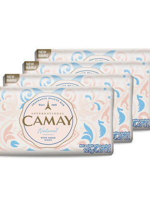 Camay Natural Cedarwood & Bergamot Beauty Soap with Indulging French Fragrance, Moisturizing Bathing Body Soap, 125g (Pack of 4)