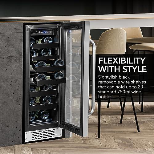 Whynter BWR-208SB 12 inch Built-in 20 Bottle Undercounter Stainless Steel Wine Refrigerator with Reversible Door, Digital Control and Lock