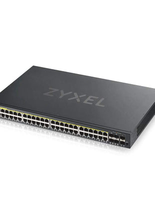 Zyxel 48 Port PoE Switch | Smart Managed | Gigabit Network Ethernet Switch | 44x GbE PoE+ with 375W Budget + 4x SFP GbE PoE+ Combo + 2x SFP | Rack Mount | Smart Fan | Hybrid Mode Cloud | GS1920-48HPv2