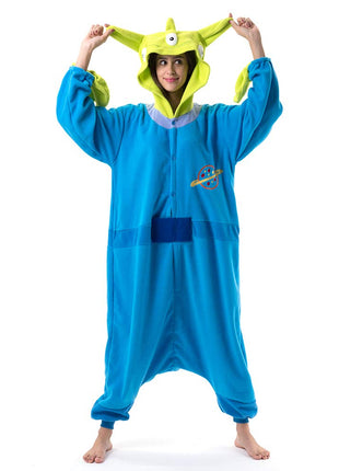 Beauty Shine Unisex Adult Onesie One Piece Pajamas Cosplay Cartoon Costume Halloween Christmas Sleepwear Jumpsuit Plush Homewear(Aliens, Small)