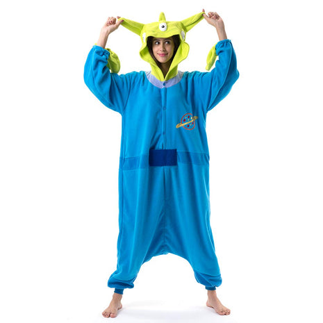 Beauty Shine Unisex Adult Onesie One Piece Pajamas Cosplay Cartoon Costume Halloween Christmas Sleepwear Jumpsuit Plush Homewear(Aliens, Small)