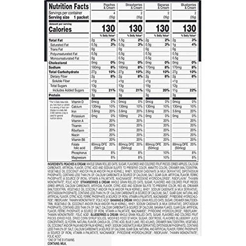Amazon Brand - Happy Belly Instant Oatmeal, Fruit & Cream Variety Pack, 1.23 ounce (Pack of 10)