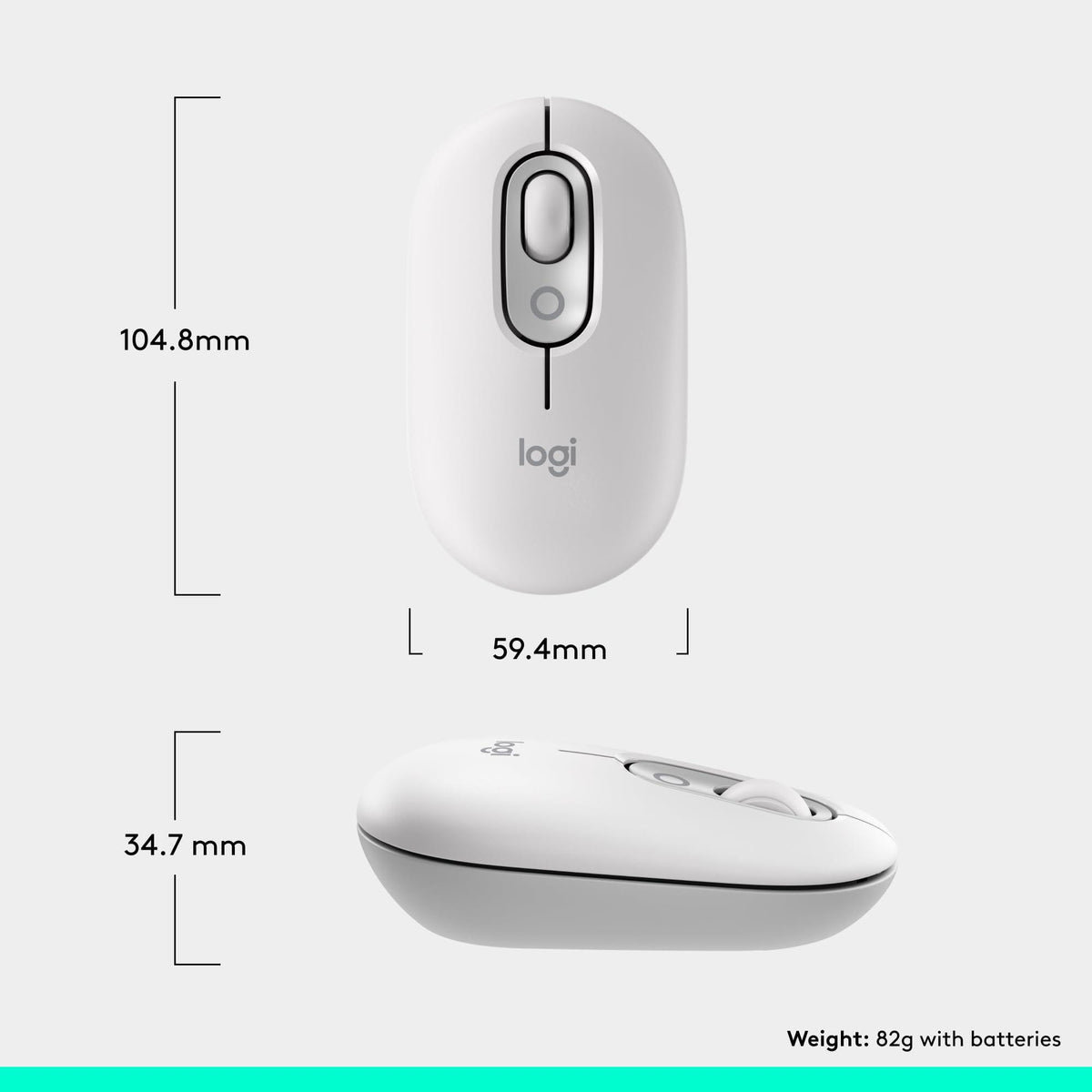 Logitech POP Mouse, Compact and Portable Wireless Bluetooth Mouse with Programmable Buttons and Quiet Clicks, Easy-Switch Between up to 3 Devices, Laptop, Tablet, PC - Off-White