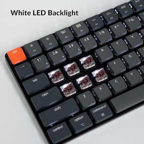 Keychron K3 Version 2, 84 Keys Ultra-Slim Wireless Bluetooth/USB Wired Mechanical Keyboard with White LED Backlit, Low-Profile Keychron Mechanical Brown Switch Compatible with Mac Windows