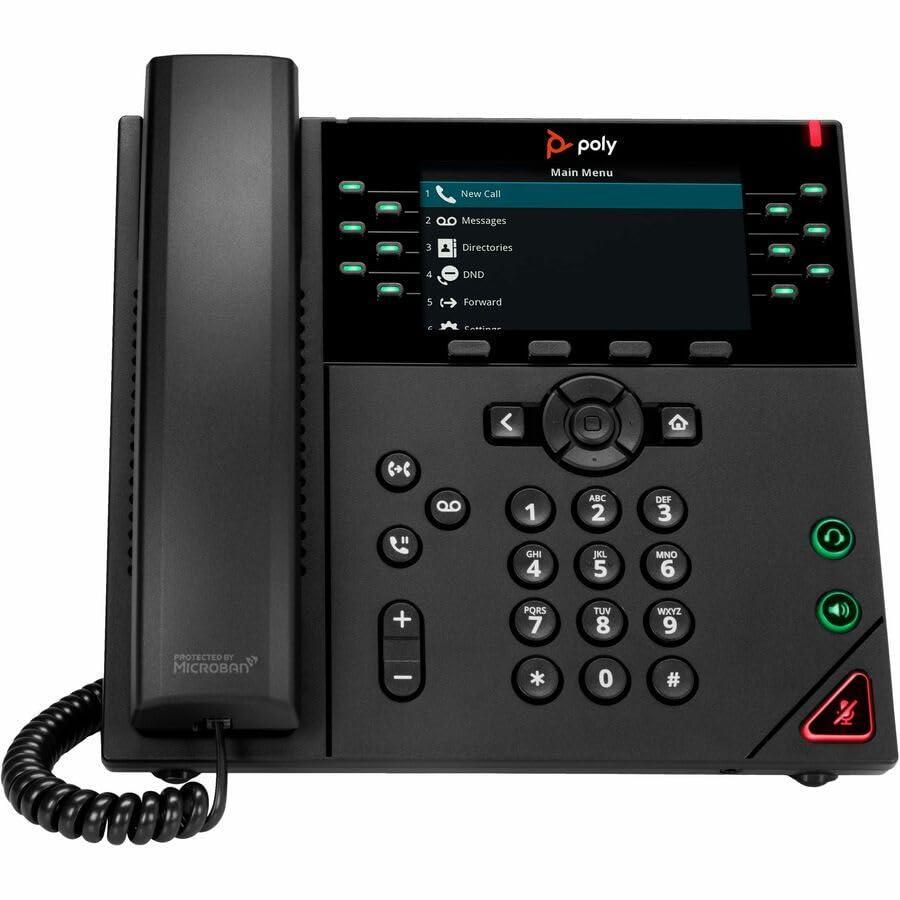 Poly VVX 450 12-Line IP Phone and PoE-Enabled - Corded - Corded - Wall Mountable, Desktop - Black - VoIP - 4.3" - 2 x Network (RJ-45) - PoE Ports