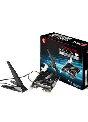 MSI Herald-BE WI-FI 7 MAX (Wi-Fi 7, 802.11BE, Bluetooth 5.4, PCIe, Multi-Link Operation Technology, External Antenna)