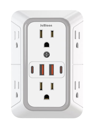 Outlet Extender Surge Protector - 6 Outlet Splitter with 4 USB Ports (2 USB C), Multiple Plug Expander Wall Charger, 3 Sided Multi Plug Wall Adapter Power Strip for Home Office Kitchen Travel