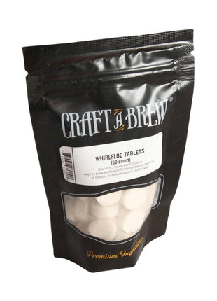 Craft A Brew - Whirlfloc Tablets - Brew Clearer Beer - For At Home Beer Brewing - Reduces Haze of At Home Brewed Beer - Blend of Irish Moss & Purified Carrageenan - Use on Brew Day - 50 Count Tablets