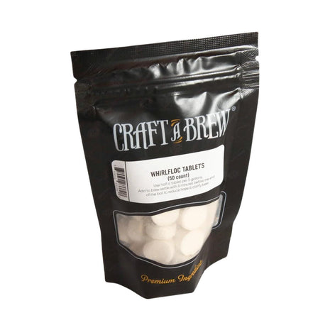 Craft A Brew - Whirlfloc Tablets - Brew Clearer Beer - For At Home Beer Brewing - Reduces Haze of At Home Brewed Beer - Blend of Irish Moss & Purified Carrageenan - Use on Brew Day - 50 Count Tablets