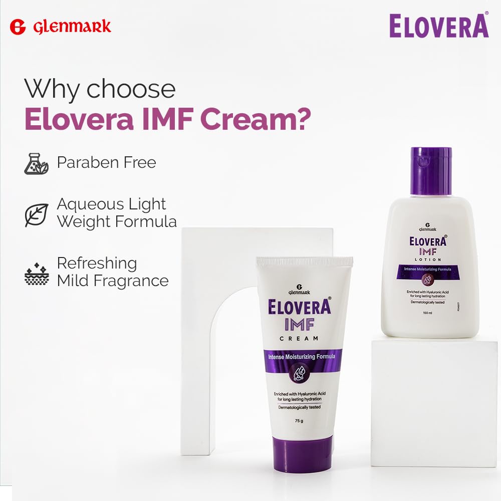 Elovera Intense Moisturizing Cream IMF 75g | Enriched with Hyaluronic Acid with Anti Ageing benefits, Reduces Fine Lines & Wrinkles | Nourish & Rejuvenate Skin | Dermatologically Tested | Paraben Free