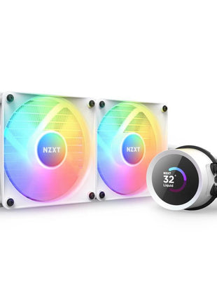 NZXT Kraken 240 RGB - 240mm AIO CPU Liquid Cooler - RL-KR240-W1 - Customizable 1.54" Square LCD Display for Images, Performance Metrics - High-Performance Pump - White