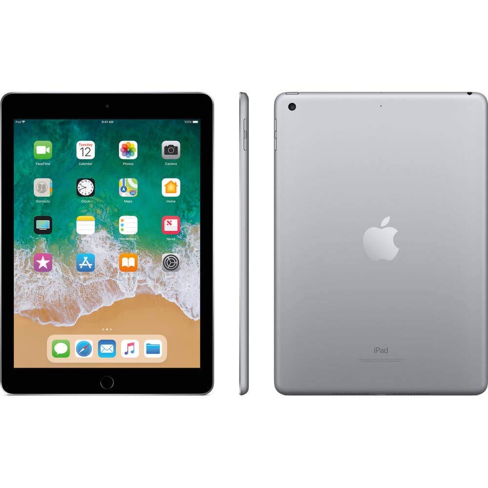Apple iPad with WiFi, 128GB, Space Gray (2018 Model) (Renewed)