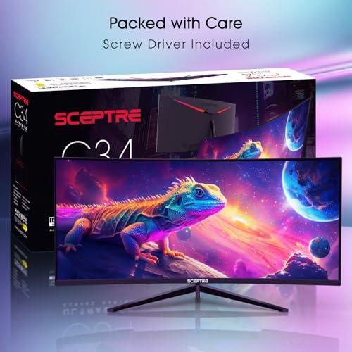 Sceptre New Curved 34-inch Gaming Monitor 3440 x 1440 180Hz 1500R DP x2 HDMI x2 Build-in Speakers Machine Black 2026