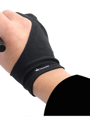 HUION Artist Drawing Glove, One Size, Left or Right Hand | Two-Finger Soft Lycra and Nylon Glove for Sketching, Inking, Coloring and Digital Drawing on Tablets, Reduces Friction