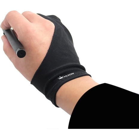 HUION Artist Drawing Glove, One Size, Left or Right Hand | Two-Finger Soft Lycra and Nylon Glove for Sketching, Inking, Coloring and Digital Drawing on Tablets, Reduces Friction