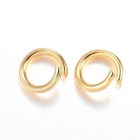 100 Pieces - 304 Gold Tone Stainless Steel Jump Rings - 6mm - 18 Gauge (1mm Thickness)