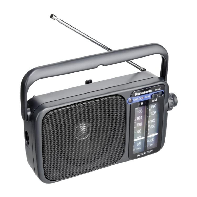 Panasonic Portable AM / FM Radio, Battery Operated Analog Radio, AC Powered, Silver (RF-2400D)